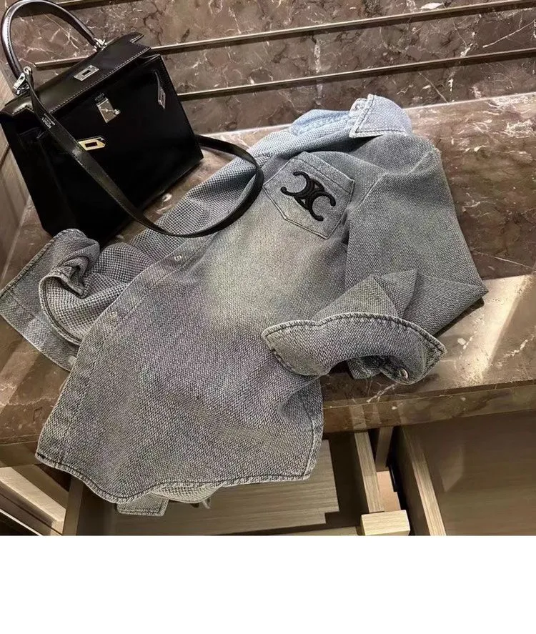 【S-XL】お洒落 デニム風 デニムシャツ アウター レディース デニムジャケット
