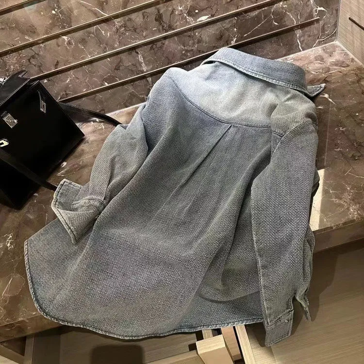 【S-XL】お洒落 デニム風 デニムシャツ アウター レディース デニムジャケット