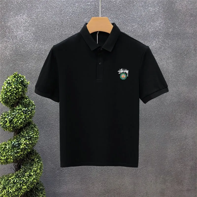 カジュアル ファッション 2色選べる メンズ POLOネック プリント 配色 プルオーバー Ｔシャツ