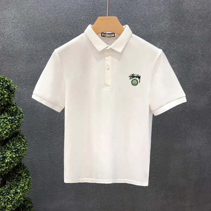 カジュアル ファッション 2色選べる メンズ POLOネック プリント 配色 プルオーバー Ｔシャツ