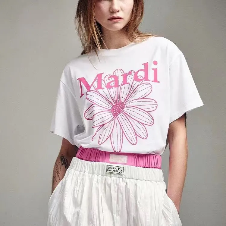 魅力的 ファッション 可愛い アルファベット プリント 花模様 着瘦せ 快適 ゆったり トップス Ｔシャツ