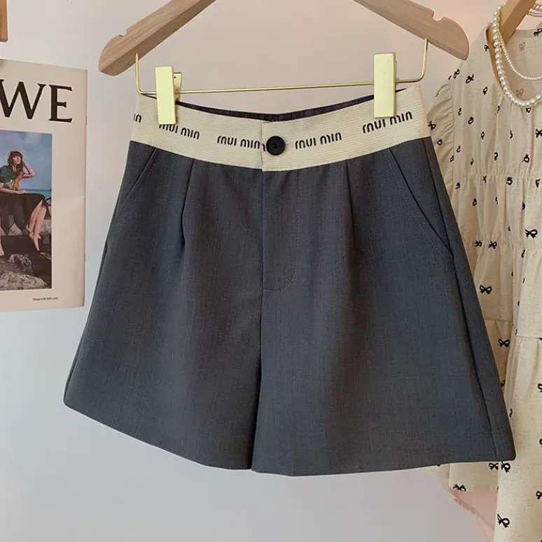 合わせやすい 超人気商品 新作 シンプル 無地 2色選べる ゆったり アルファベット ショートパンツ