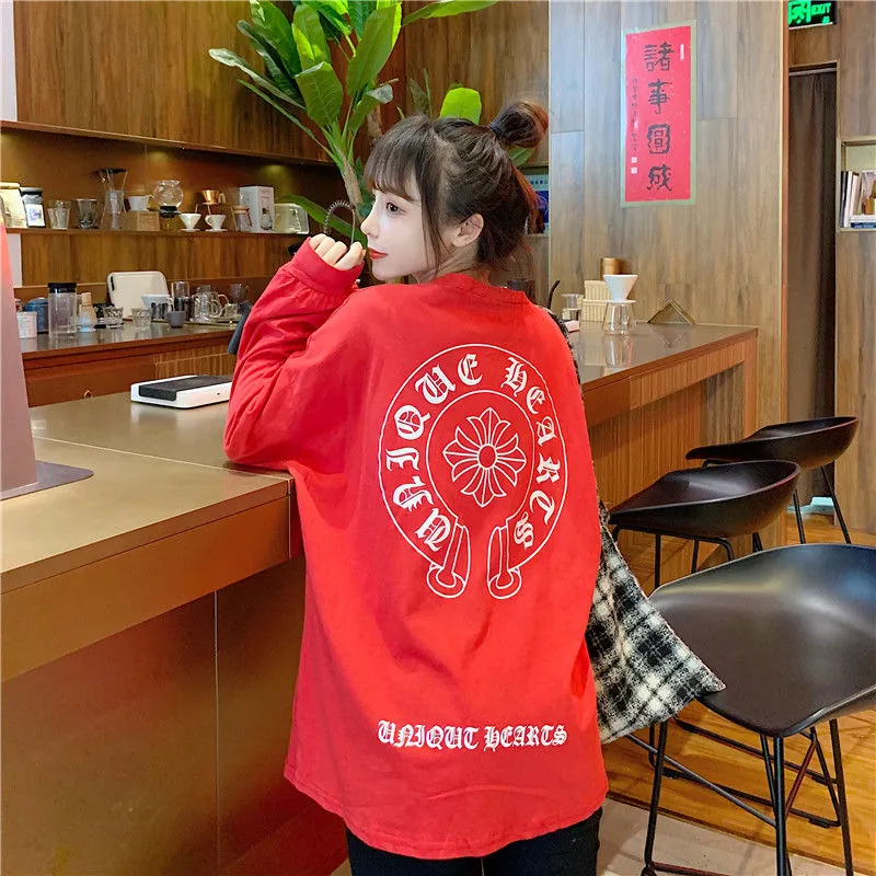 期間限定 買わないと損 ファッション 定番 プリント 春秋 オーバーサイズ 長袖 Ｔシャツ