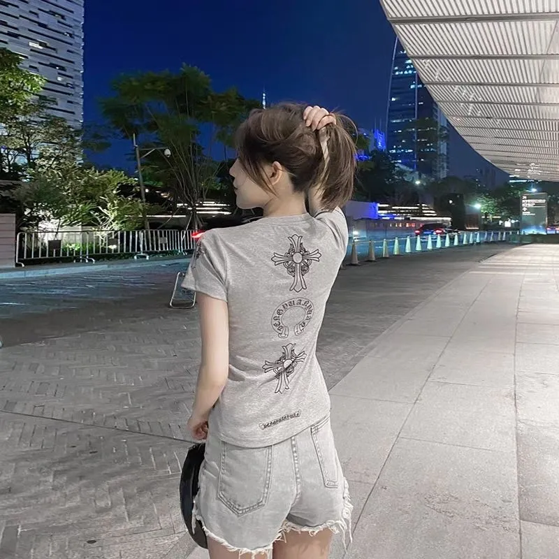 大人気 スリム 着痩せ 合わせやすい Vネック トレンド 半袖 Tシャツ