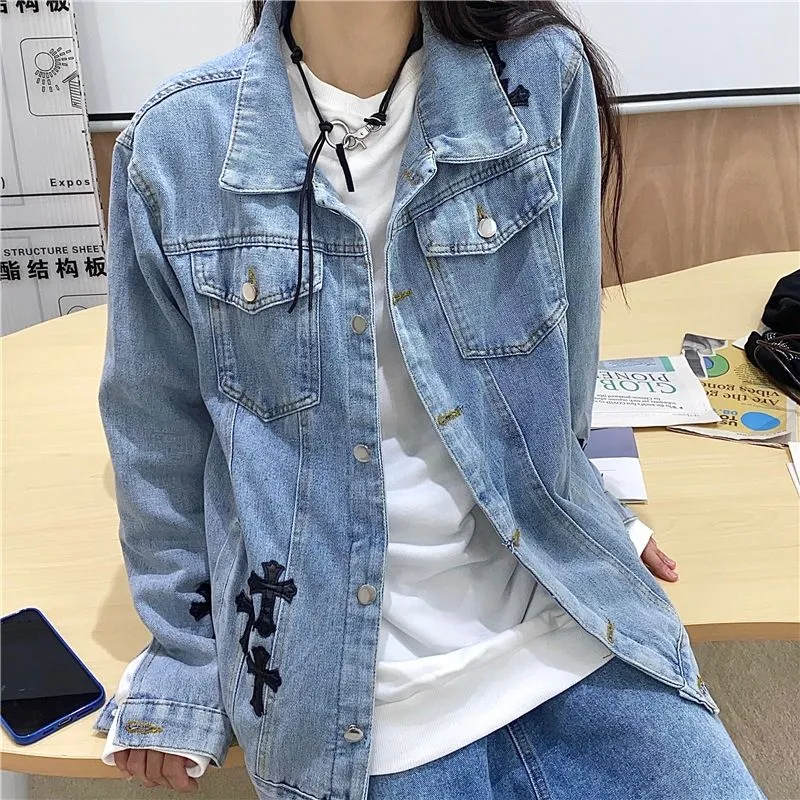 今季大注目 トレンド レトロ 折り襟 合わせやすい カジュアル 人気 男女兼用 デニム アウター