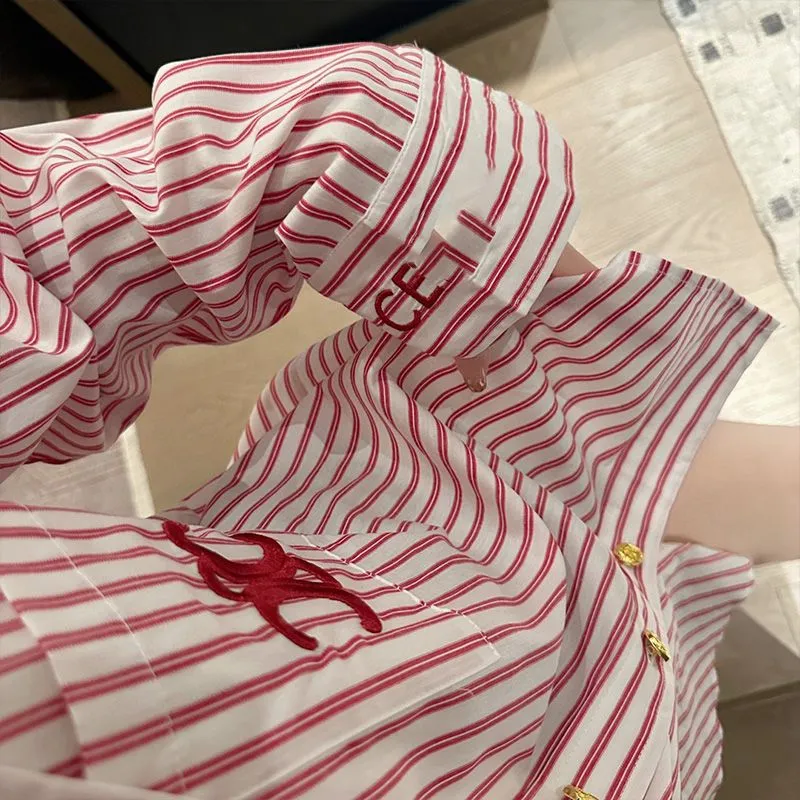 元気いっぱい 新作 大好評 ゆったり 折り襟 ストライプ 快適 オーバーサイズ 長袖シャツ