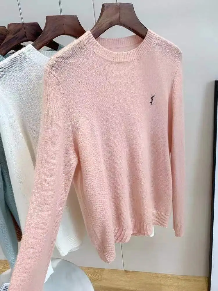 『S-XL』着回し力抜群 ラウンドネック 刺繍 着心地良い 合わせやすい ルーズ シンプル ニット セーター