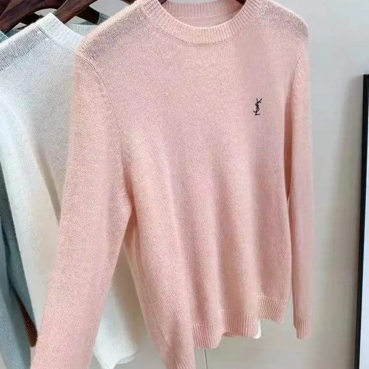 『S-XL』着回し力抜群 ラウンドネック 刺繍 着心地良い 合わせやすい ルーズ シンプル ニット セーター