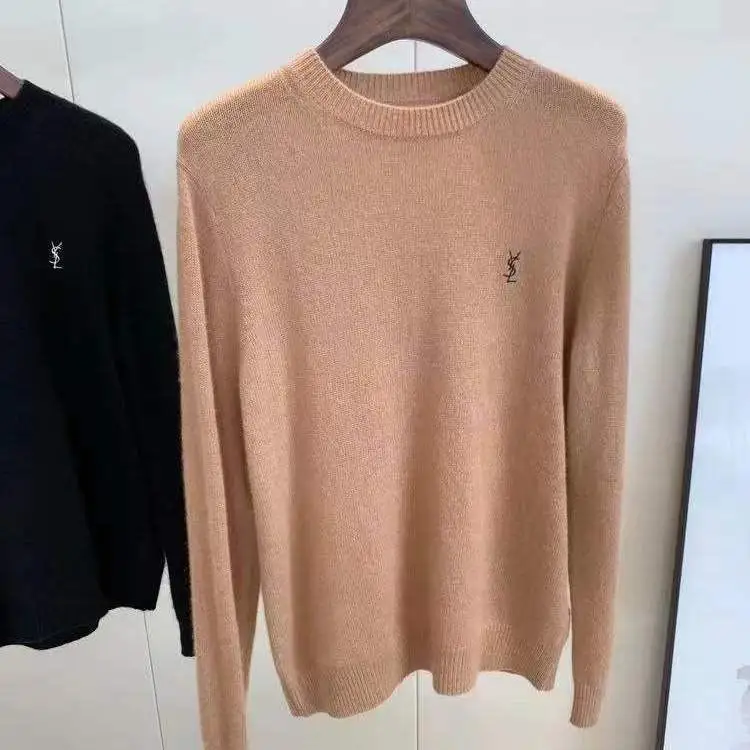 『S-XL』着回し力抜群 ラウンドネック 刺繍 着心地良い 合わせやすい ルーズ シンプル ニット セーター
