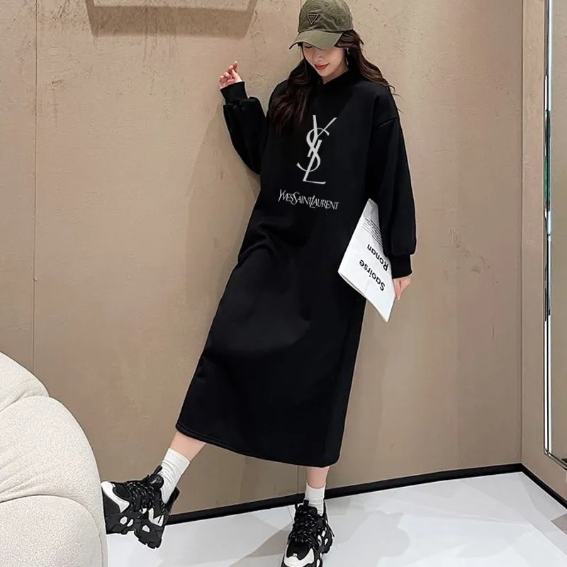 『フリーサイズ』薄いフリース デザイン満点 オーバーサイズ 日常 超ファッション 長袖 ワンピース