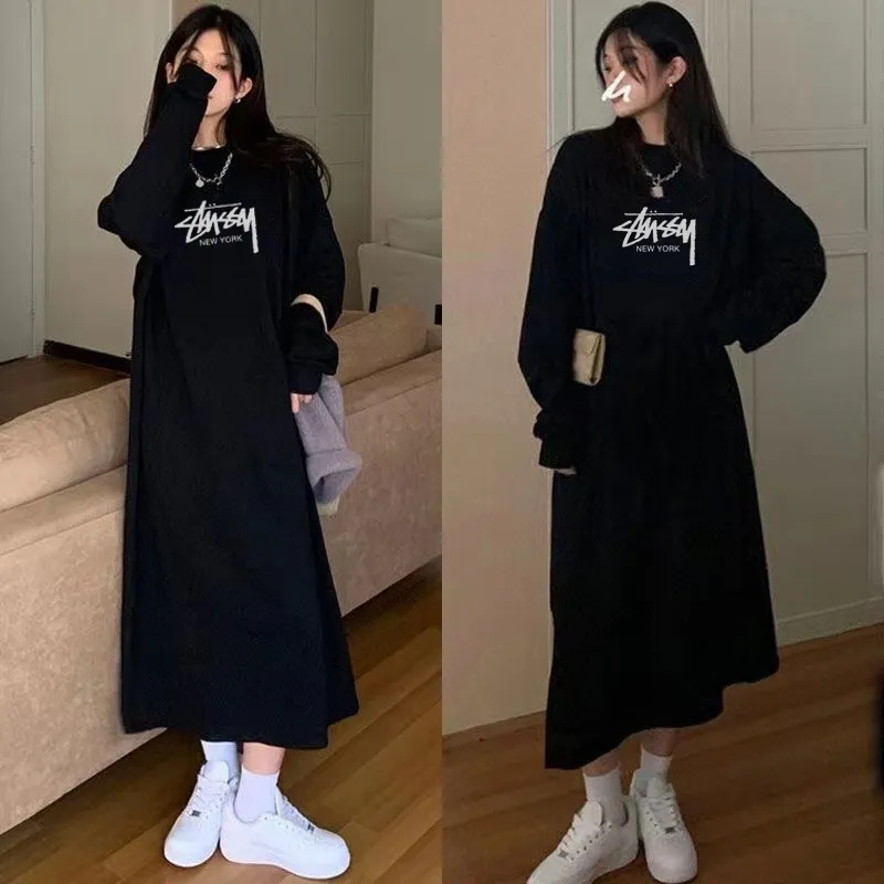 薄いフリース 超人気商品 大人の定番 オーバーサイズ 長袖 エレガント  長袖 ワンピース