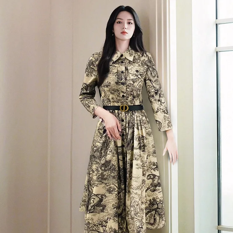 『S-L』女子マスト 高級感 質感のいい デザイン満点 高品質 フェミニン 長袖  ワンピース