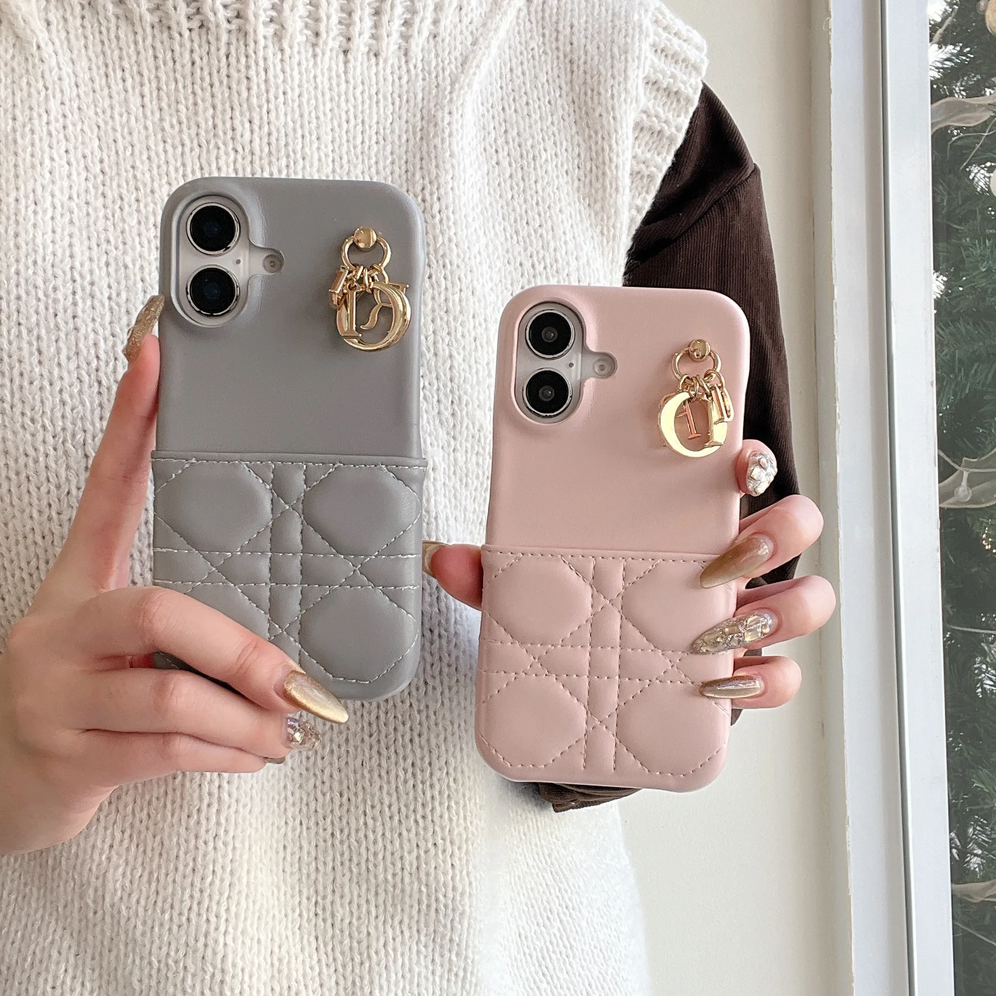 おすすめ 気質満点 フェミニン 金属飾り カード収納 ファッション  スマホケース