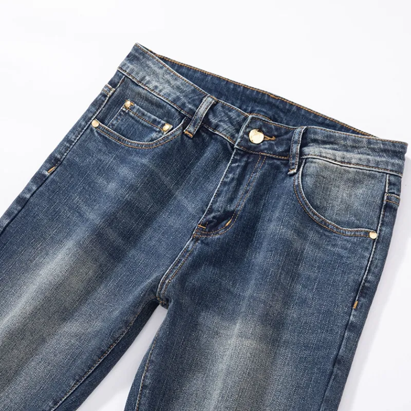『XS-2XL』精品 高品質 春秋 スリム 伸縮性 ヴィンテージ ウォッシュ加工 デニムパンツ