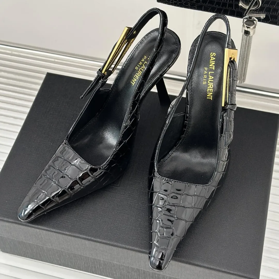 『34-41』高級感 新作 履き心地良い キッドレザーパテント ハイヒール ポイントトゥ サンダル