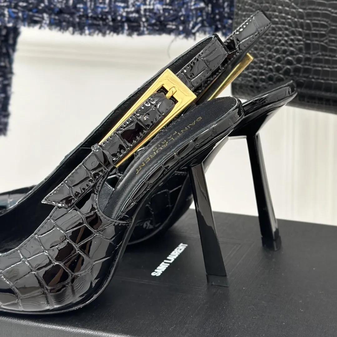 『34-41』高級感 新作 履き心地良い キッドレザーパテント ハイヒール ポイントトゥ サンダル