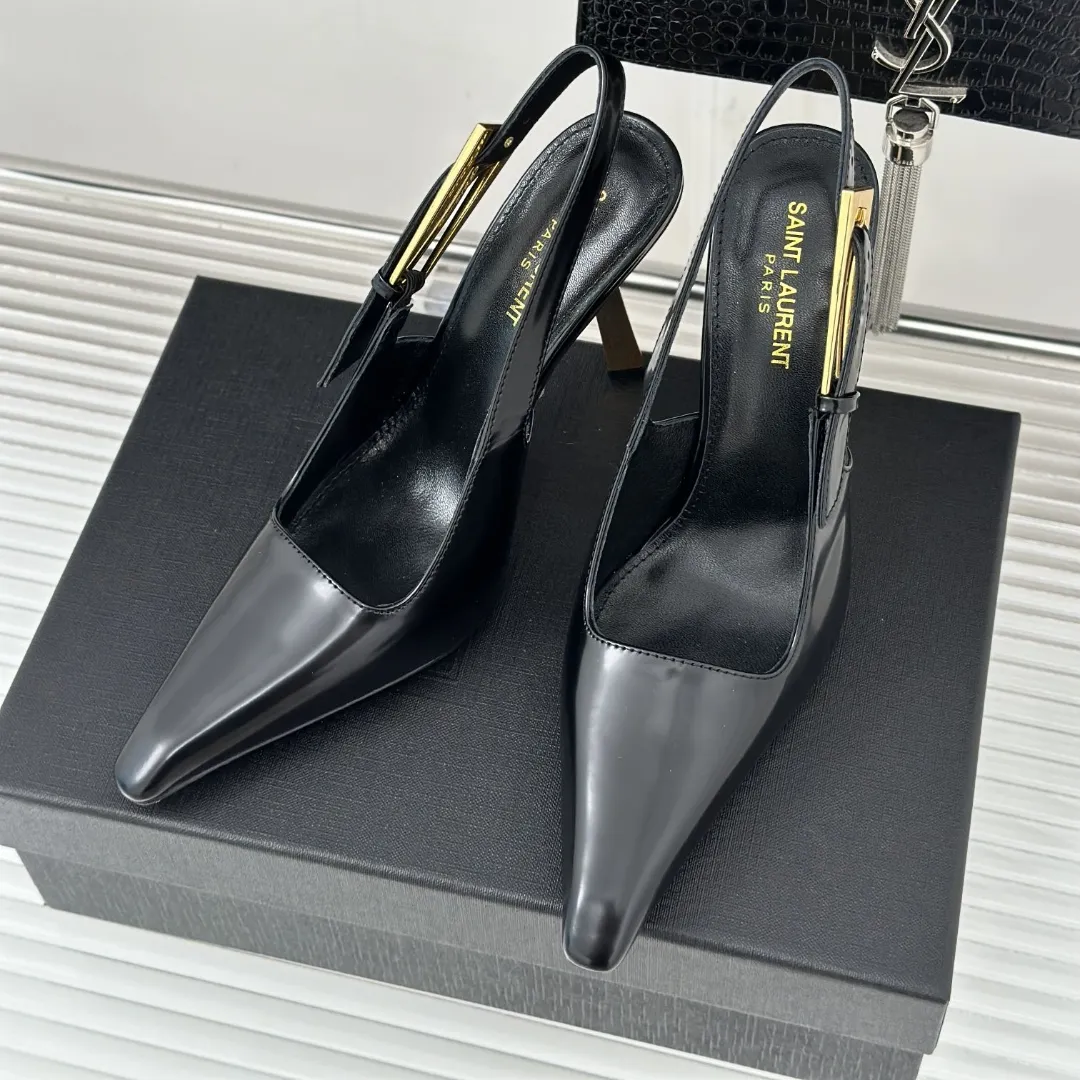 『34-41』高級感 新作 履き心地良い キッドレザーパテント ハイヒール ポイントトゥ サンダル