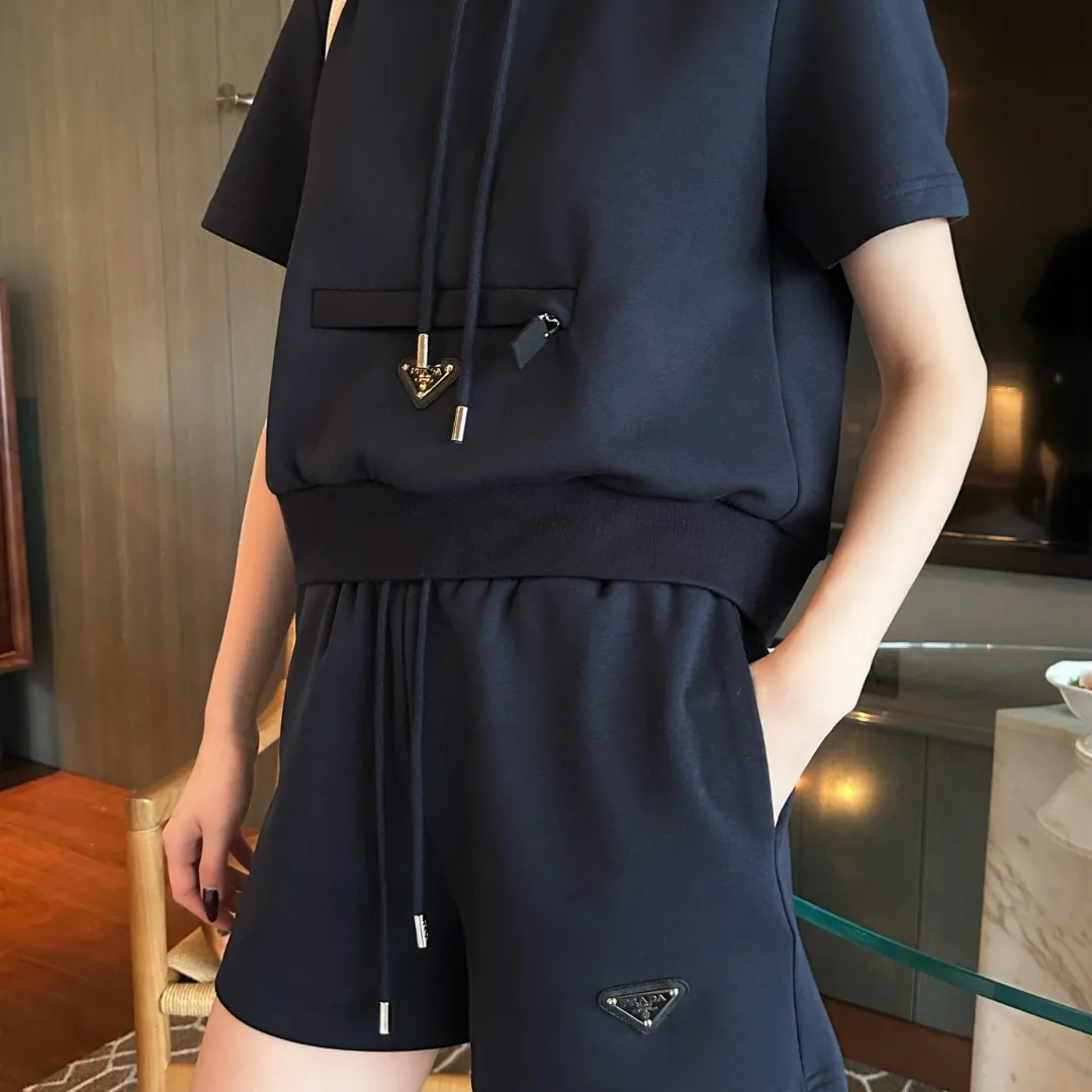 『S-L』若見え カジュアル 立体感 痩せ見え フード付き 半袖 ショートパンツ セットアップ