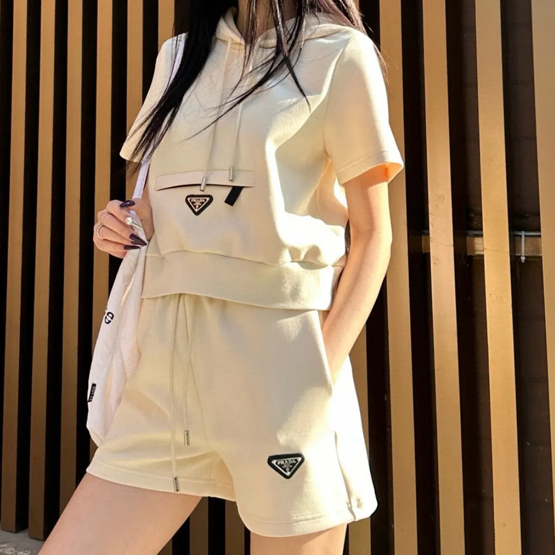 『S-L』若見え カジュアル 立体感 痩せ見え フード付き 半袖 ショートパンツ セットアップ