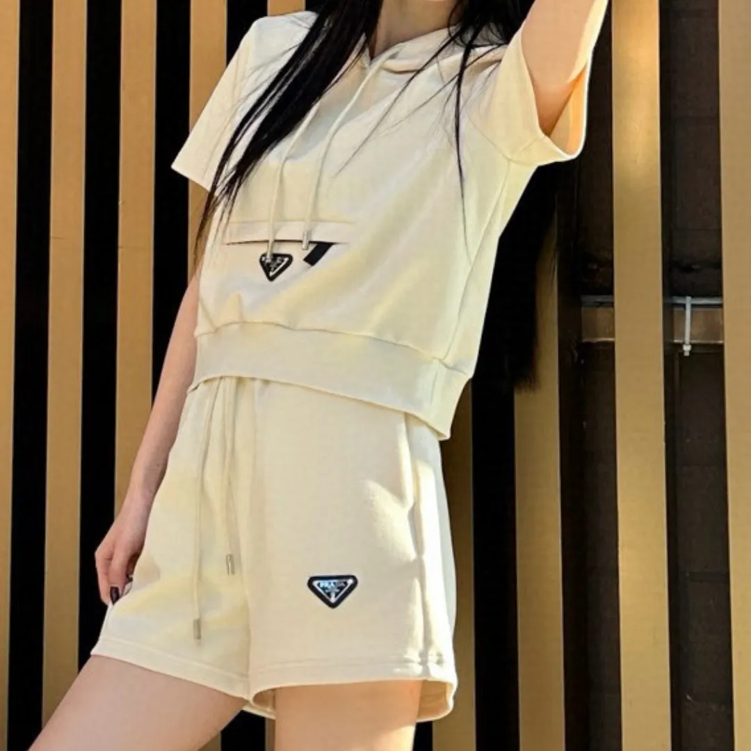 『S-L』若見え カジュアル 立体感 痩せ見え フード付き 半袖 ショートパンツ セットアップ