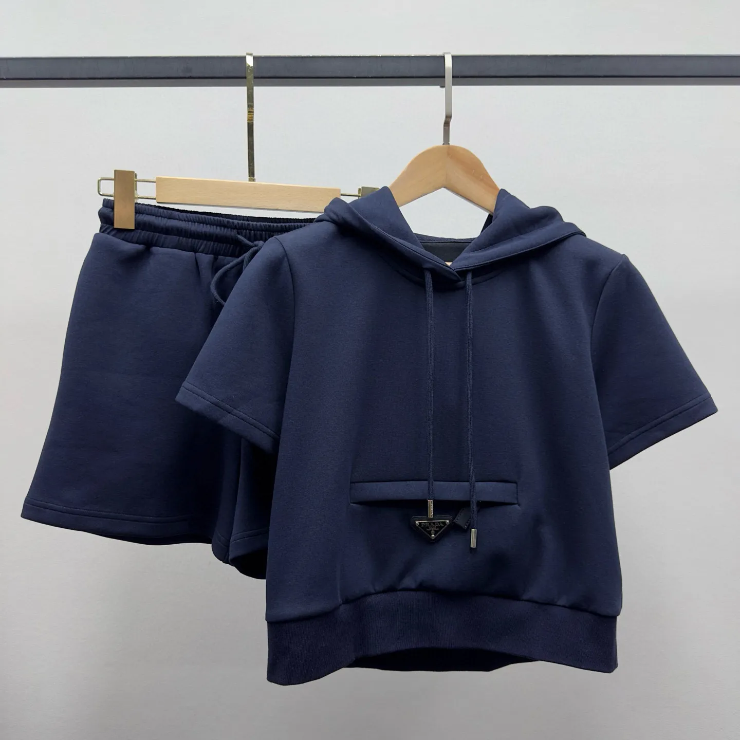 『S-L』若見え カジュアル 立体感 痩せ見え フード付き 半袖 ショートパンツ セットアップ