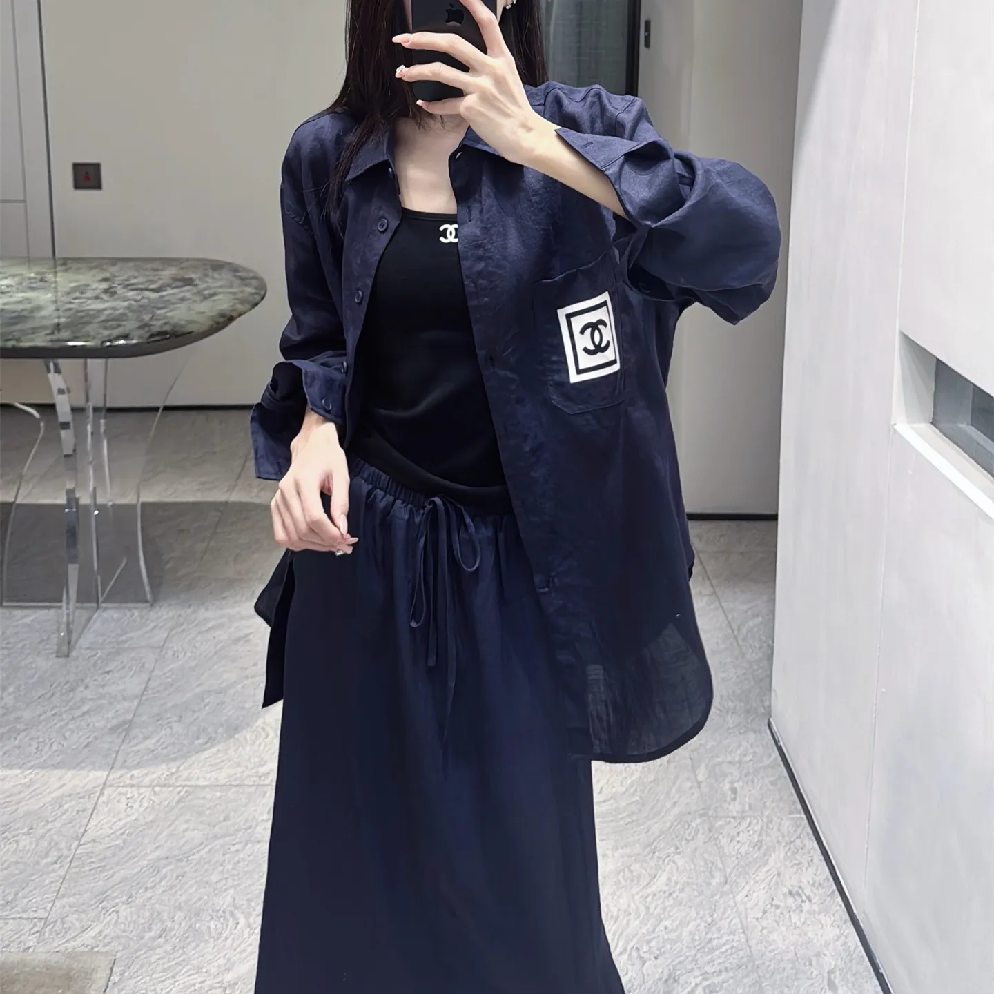 『S-L』テンセルリネン生地 ルーズ 快適通気 スリム リラックス シャツ ロングスカート