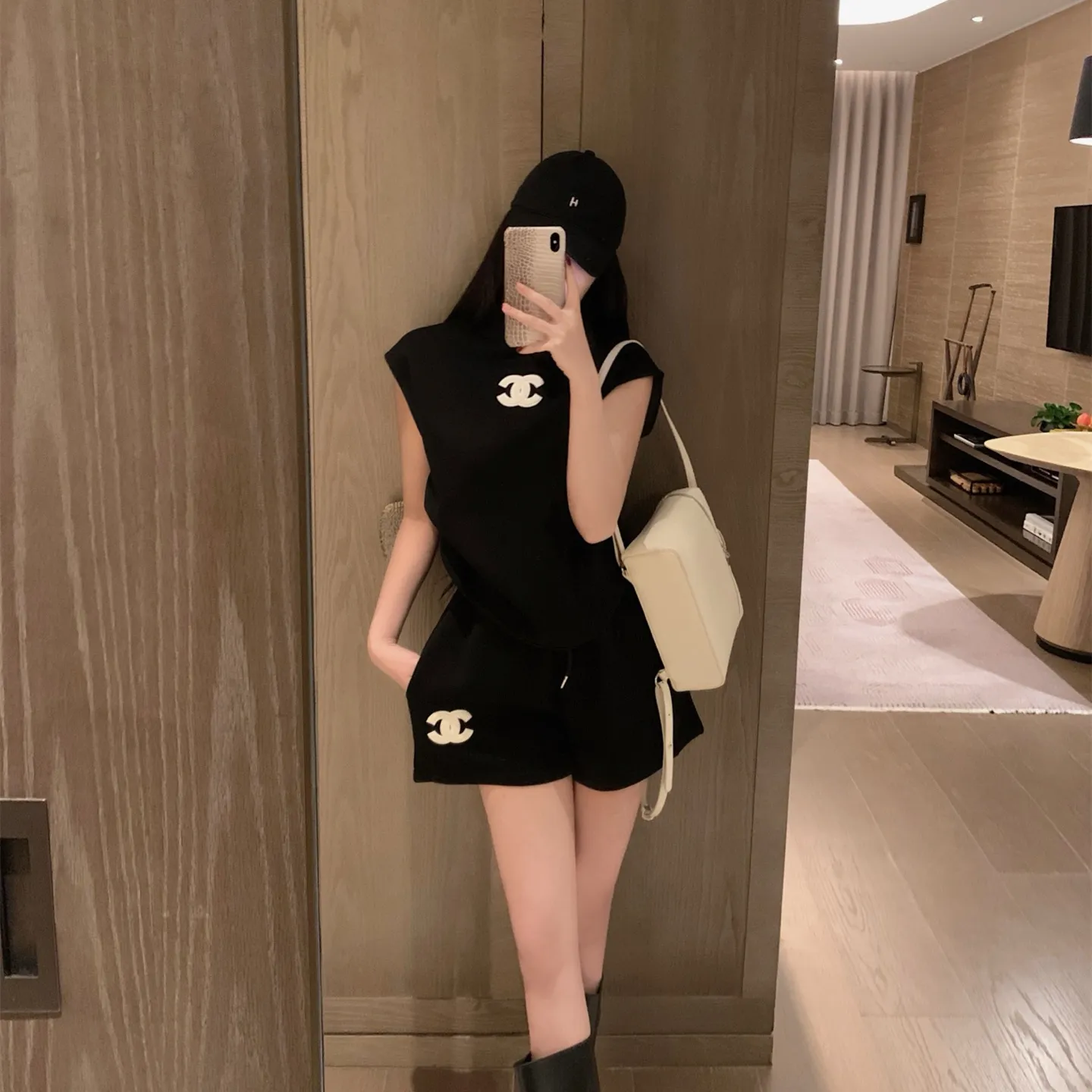 『S-L』若見え 高級 シンプル 快適 ヴィンテージ ベスト ショートパンツ セットアップ