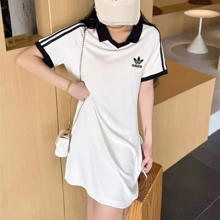 『S-XL』軽量 ストレッチ 通気性 夏 おしゃれ リラックス カジュアル スポーティ 刺繍 ワンピース
