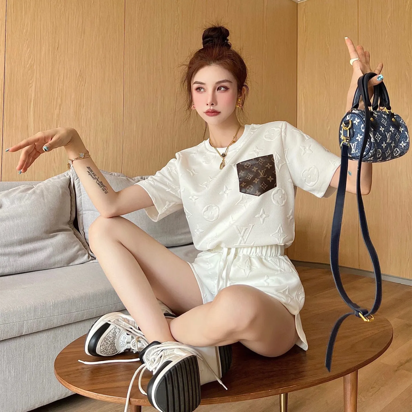 『S-L』元気いっぱい 好感度UP 最愛の一着 柔らかい ショートパンツ Ｔシャツ セットアップ