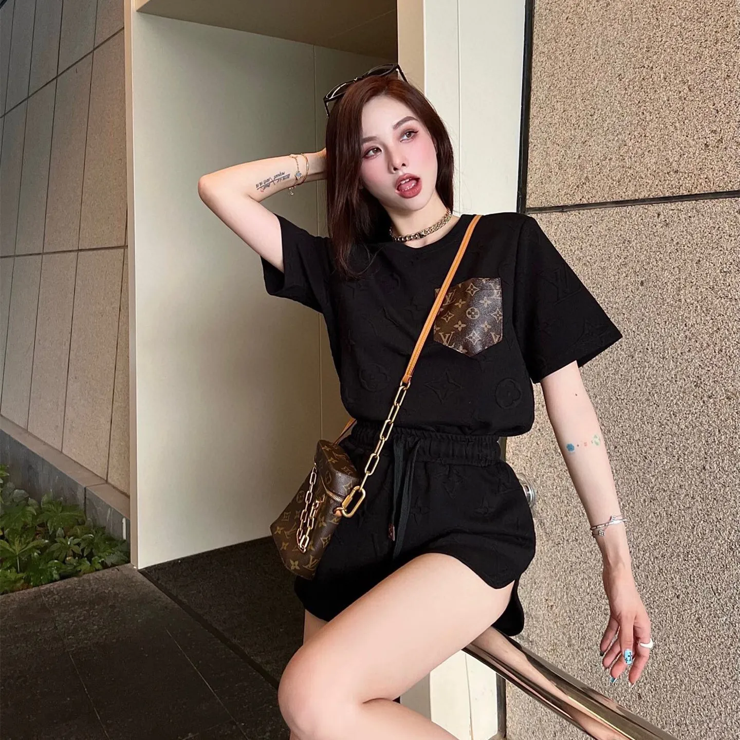 『S-L』元気いっぱい 好感度UP 最愛の一着 柔らかい ショートパンツ Ｔシャツ セットアップ