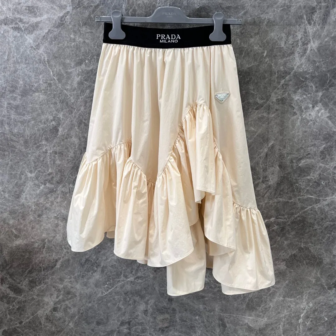 『S-L』上品 フェミニン シンプル ハイエンド 精巧 立体裁断 アシンメトリー フリル スカート
