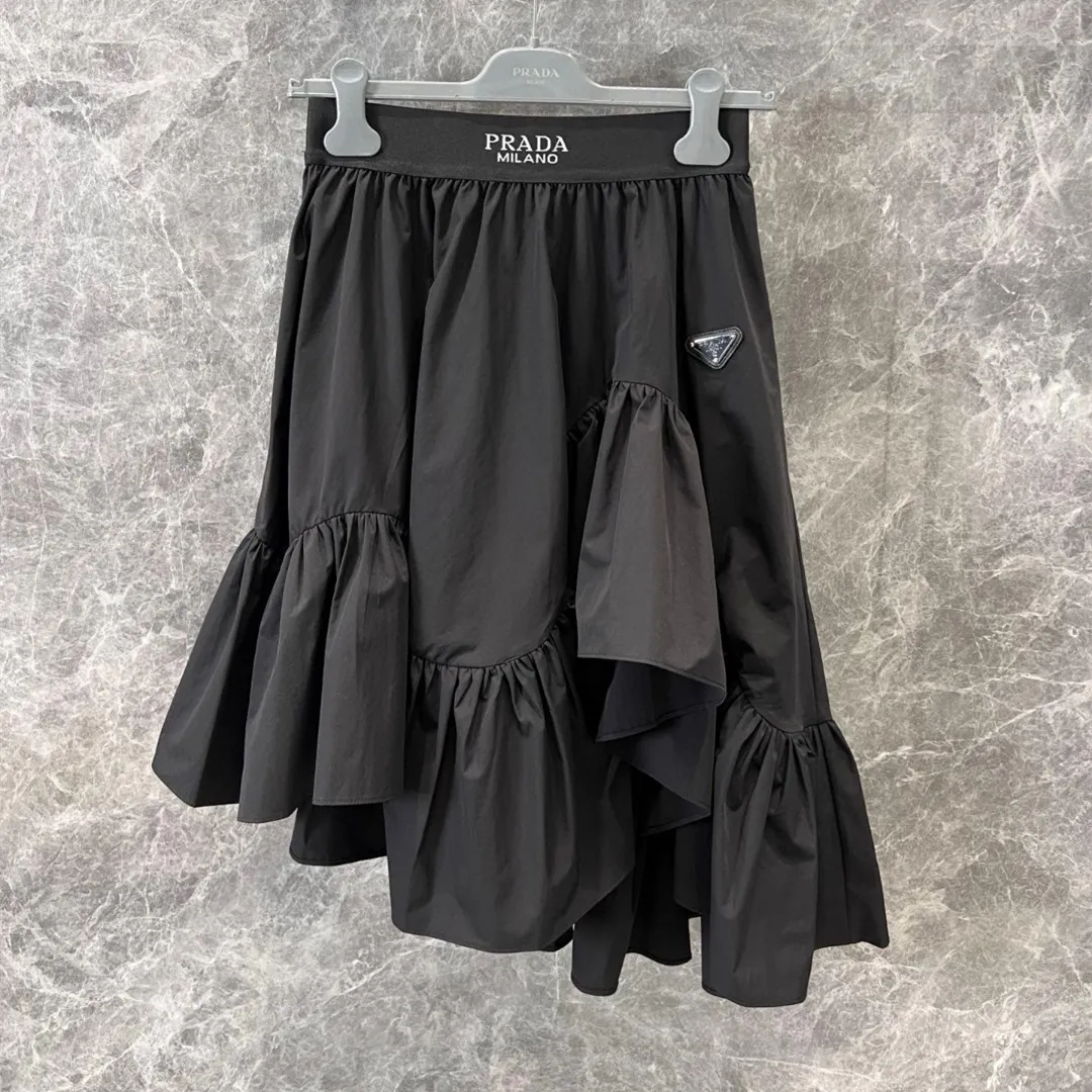『S-L』上品 フェミニン シンプル ハイエンド 精巧 立体裁断 アシンメトリー フリル スカート