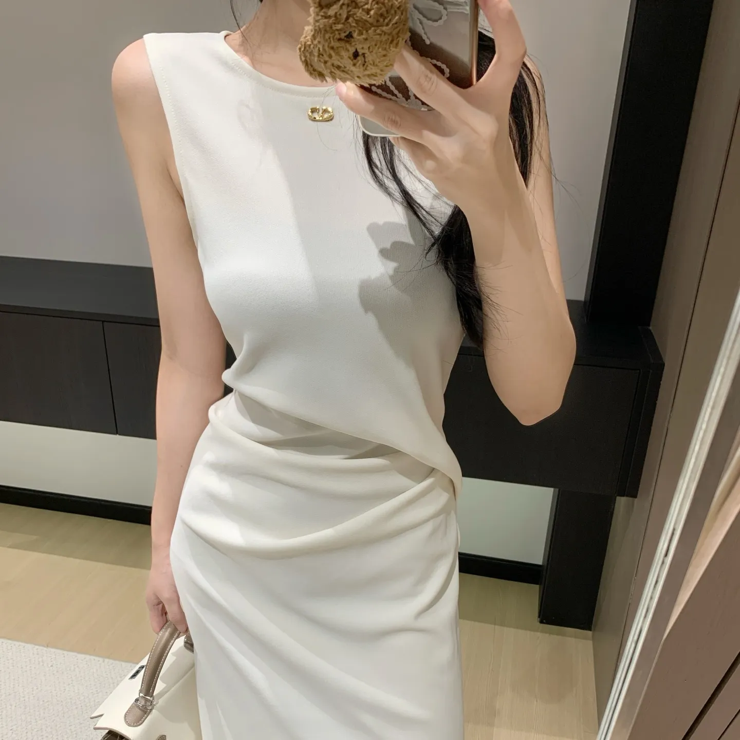『S-L』高級 女性らしい 超 上品 雰囲気 優雅 可愛らしい セクシー 知性 繊細 ウエスト 絞り ベスト ワンピース