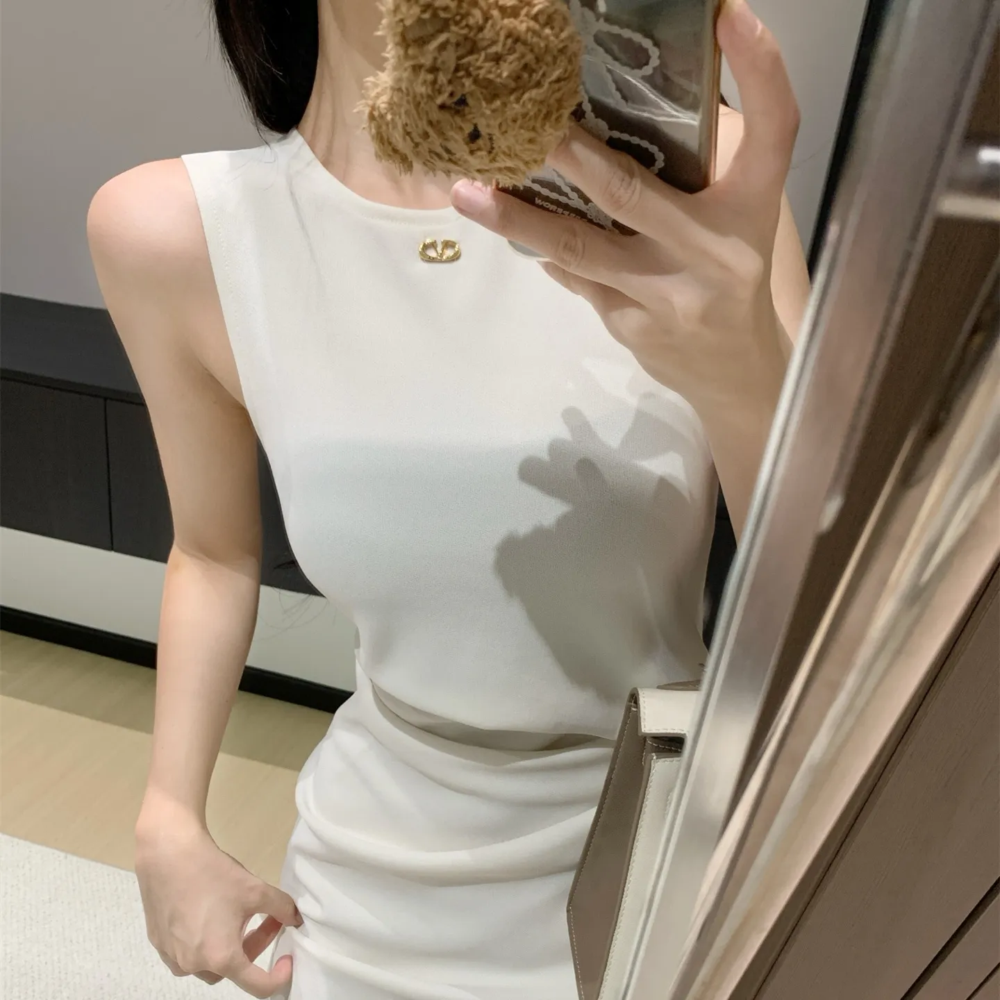 『S-L』高級 女性らしい 超 上品 雰囲気 優雅 可愛らしい セクシー 知性 繊細 ウエスト 絞り ベスト ワンピース