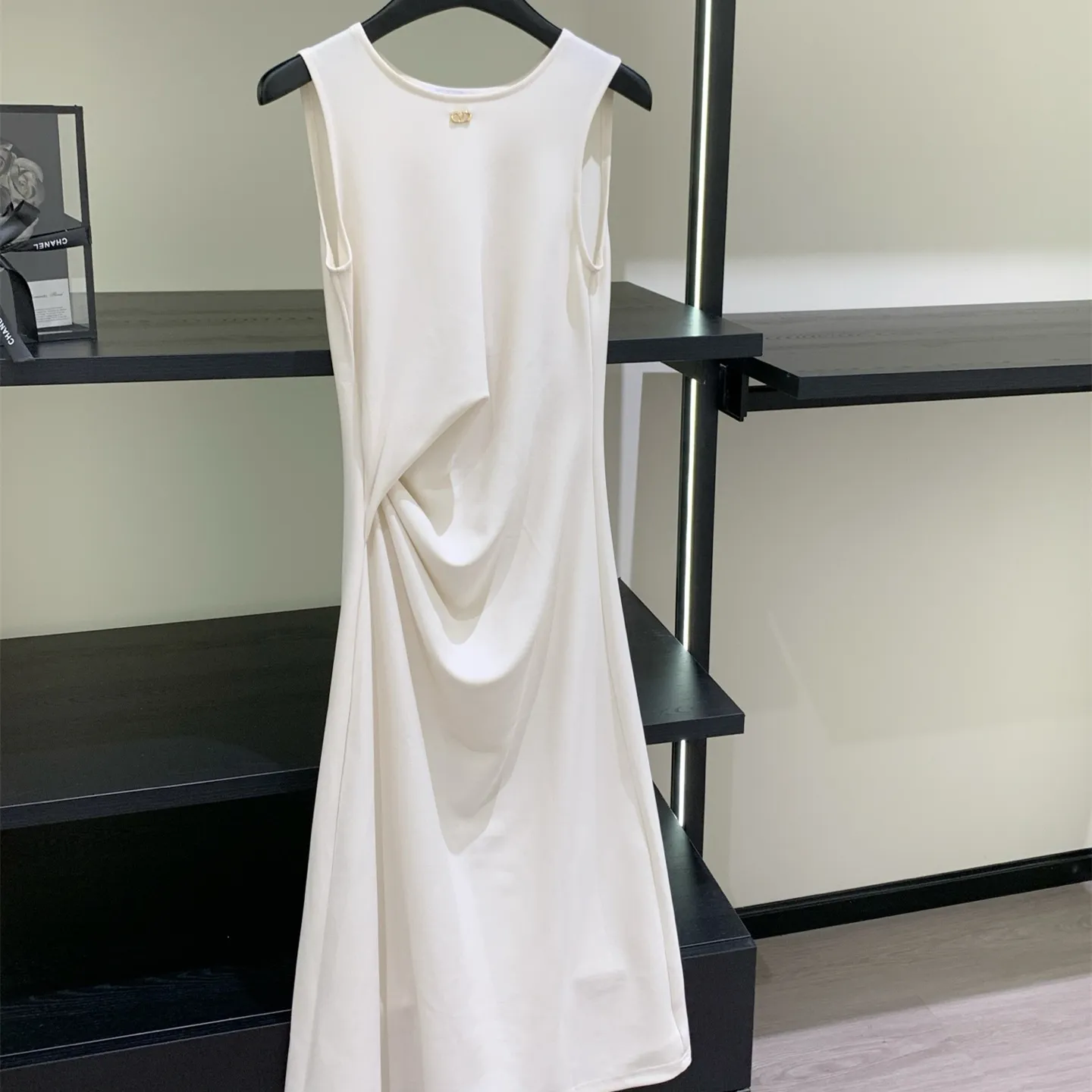 『S-L』高級 女性らしい 超 上品 雰囲気 優雅 可愛らしい セクシー 知性 繊細 ウエスト 絞り ベスト ワンピース