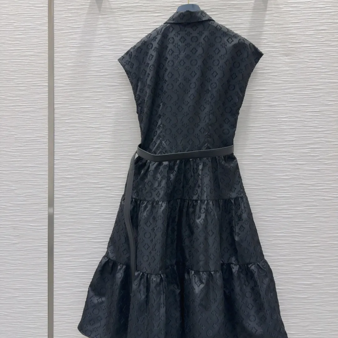 『S-L』大人の定番 快適 新作 セレブリティ 定番 プリント ノースリーブ 切り替え ワンピース