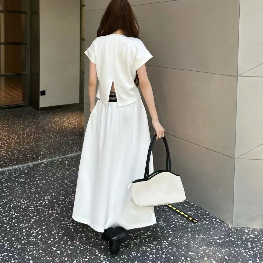 『S-L』魅力的 大好評 今季大注目！ トレンド  サイドスリットポケット付き Ｔシャツ+スカート セットアップ